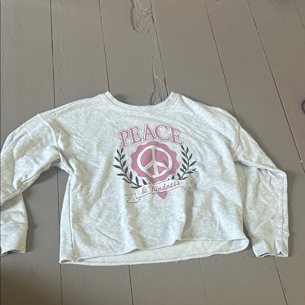 Old Navy Gray Sweatshirt with Pink Peace Sign